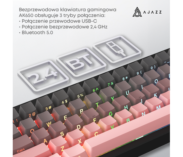 Ajazz AK650 Dream Weaver Switch Side Character Gradient Pink RGB z - 1536356 - zdjęcie 5